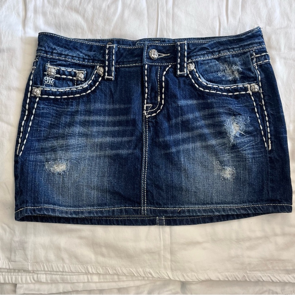 Miss Me Blue Denim Mini Skirt